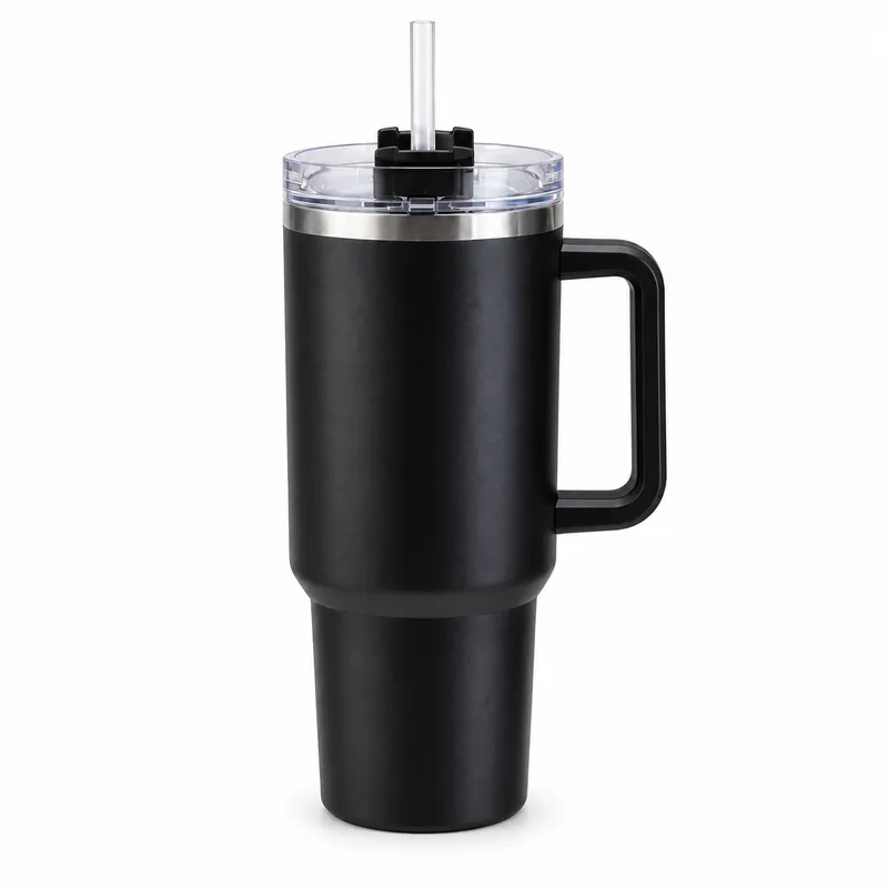 Garrafa térmica 1200ml com alça, tampa e canudo, personalizada com gravação a laser